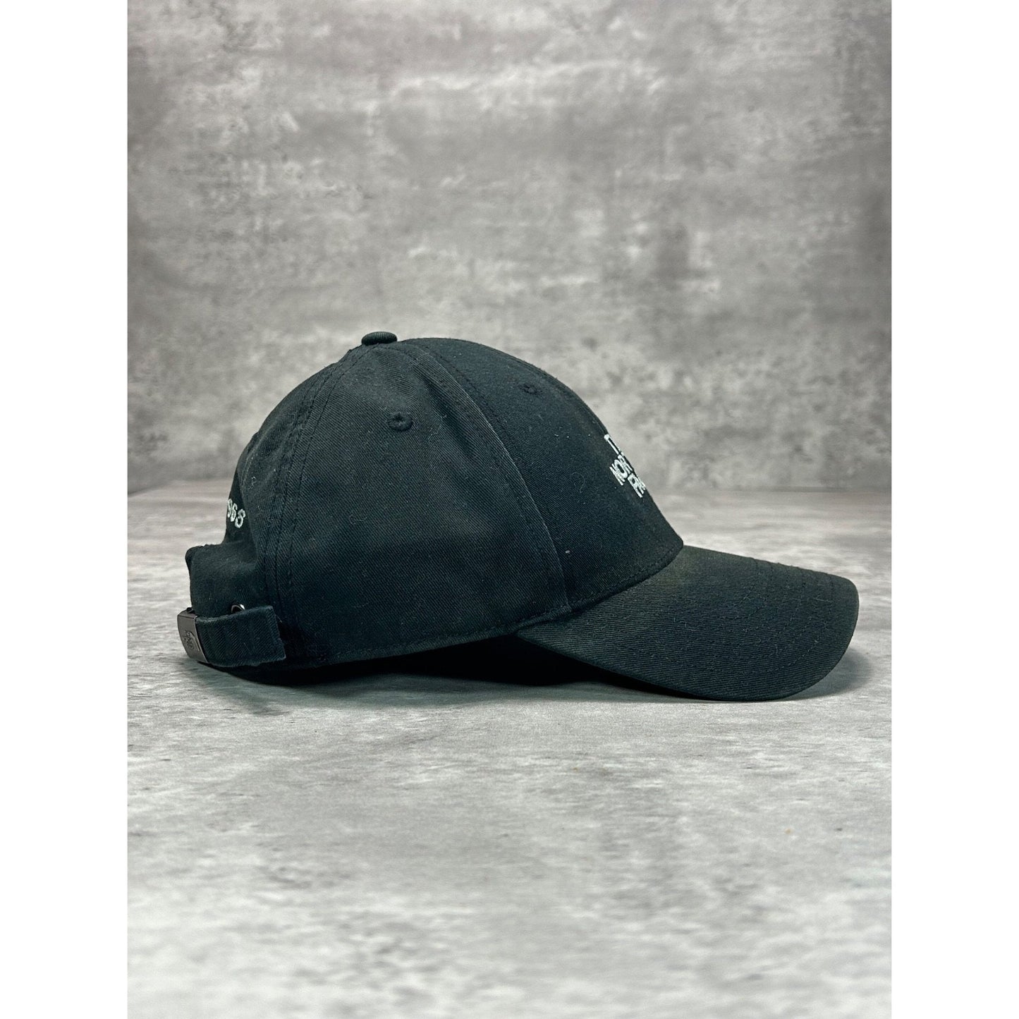 Vintage The North Face TNF Embroidered Spellout Logo Strapback Hat OSFA Black