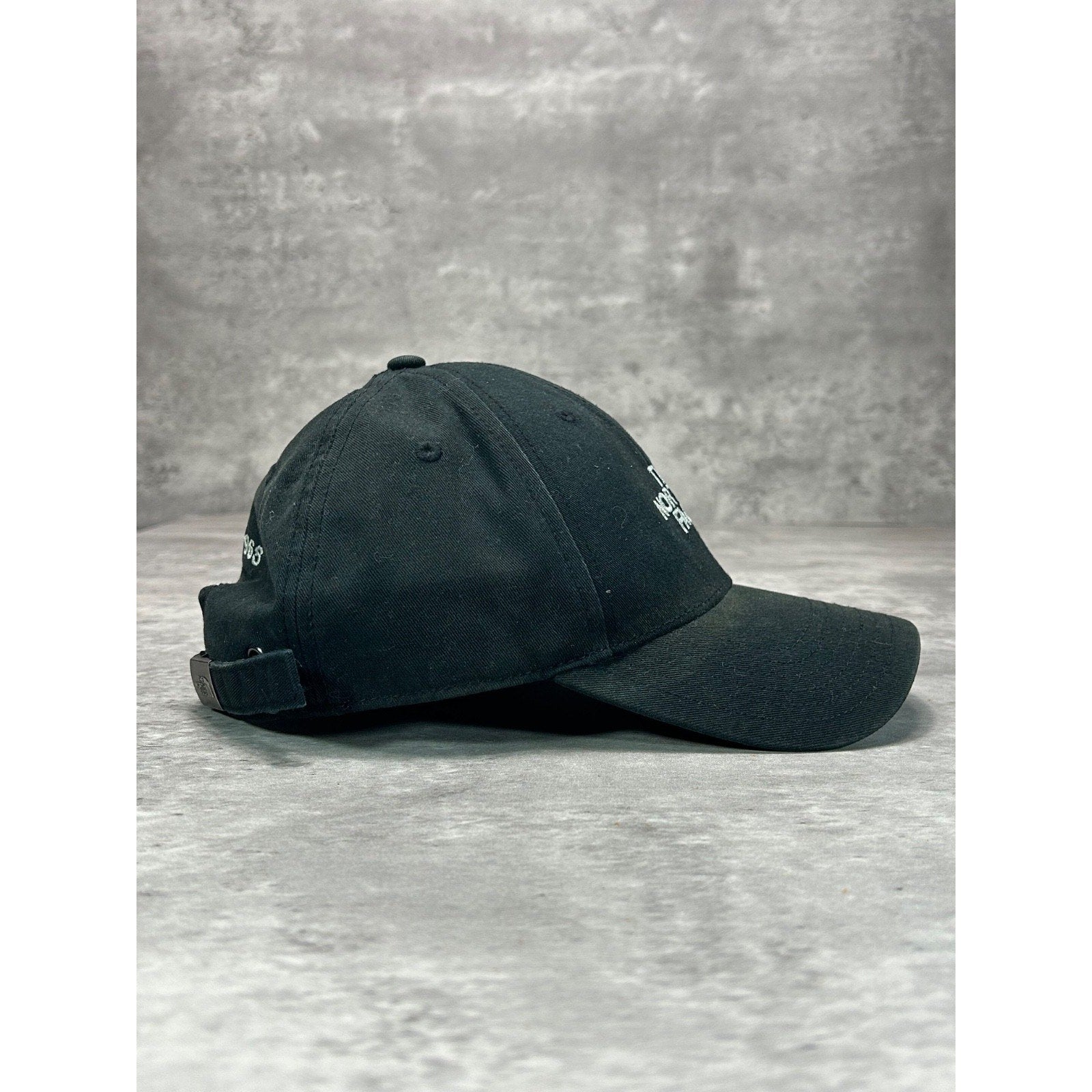 Vintage The North Face TNF Embroidered Spellout Logo Strapback Hat OSFA Black