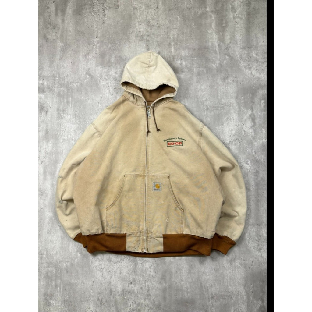 Vintage Carhartt Workwear Thermal Lined Hooded Bomber Jacket Sz 3XL J03 BRN