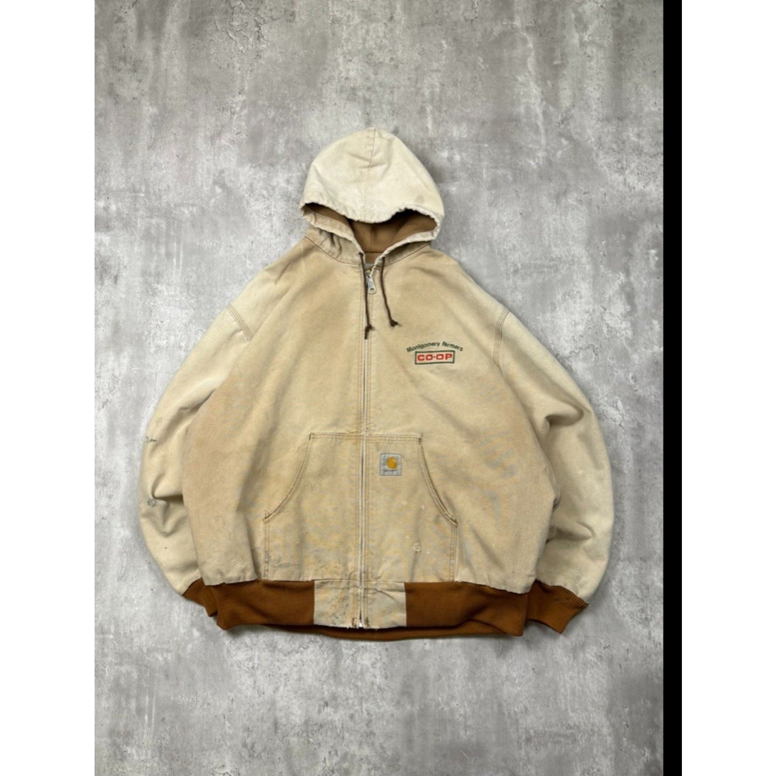 Vintage Carhartt Workwear Thermal Lined Hooded Bomber Jacket Sz 3XL J03 BRN