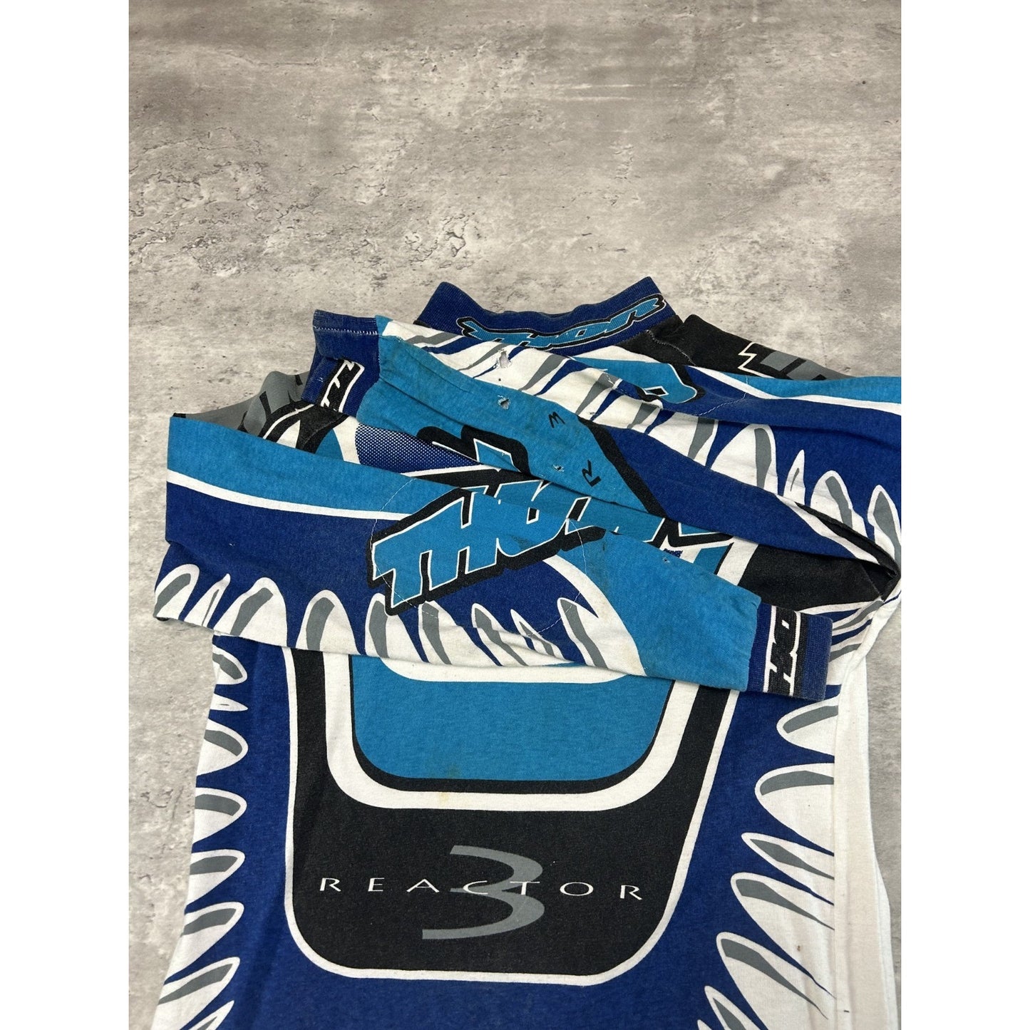 Vintage 90s Thor Reactor 3 Long Sleeve All Over Print Motocross Jersey Sz Medium