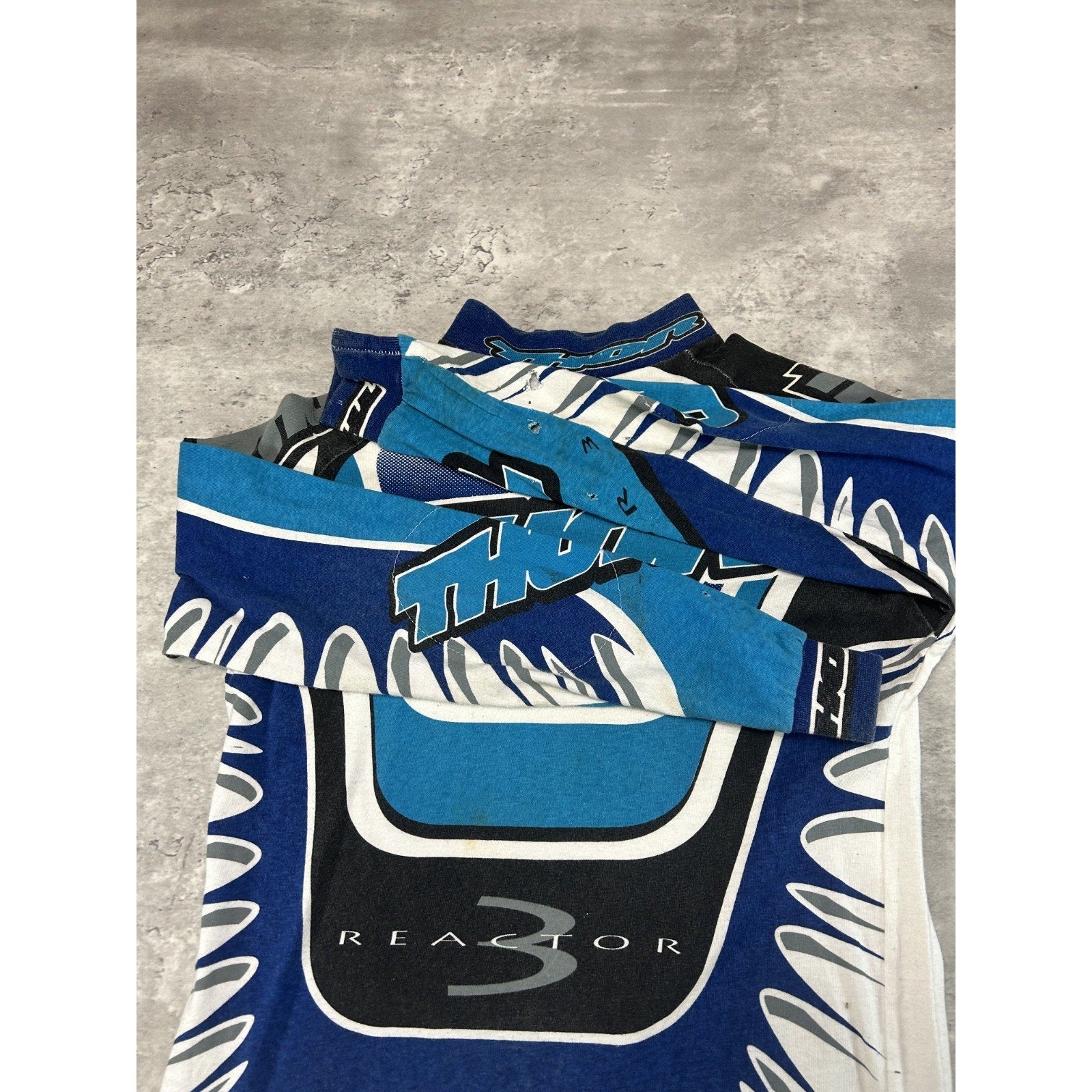 Vintage 90s Thor Reactor 3 Long Sleeve All Over Print Motocross Jersey Sz Medium