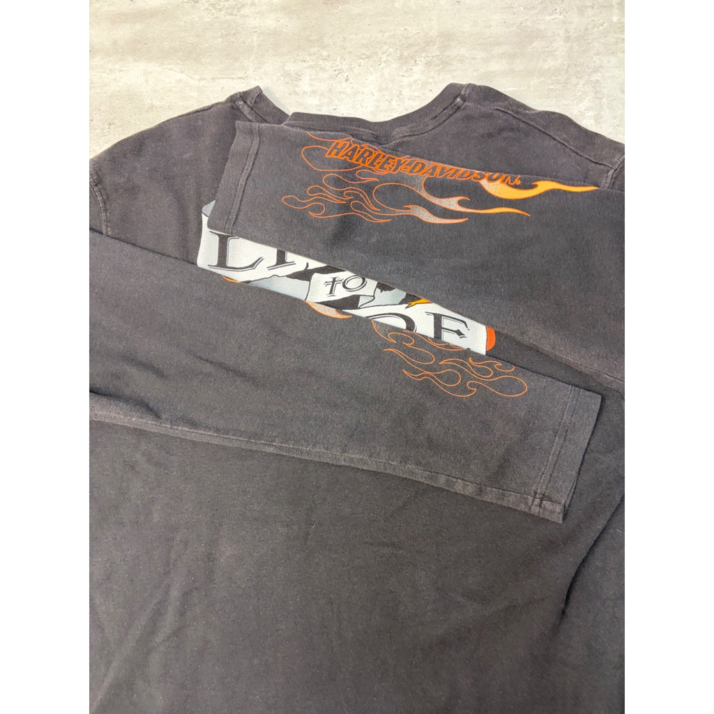 Vintage Harley Davidson Live To Ride Flame Sleeve Graphic T-Shirt Size Large