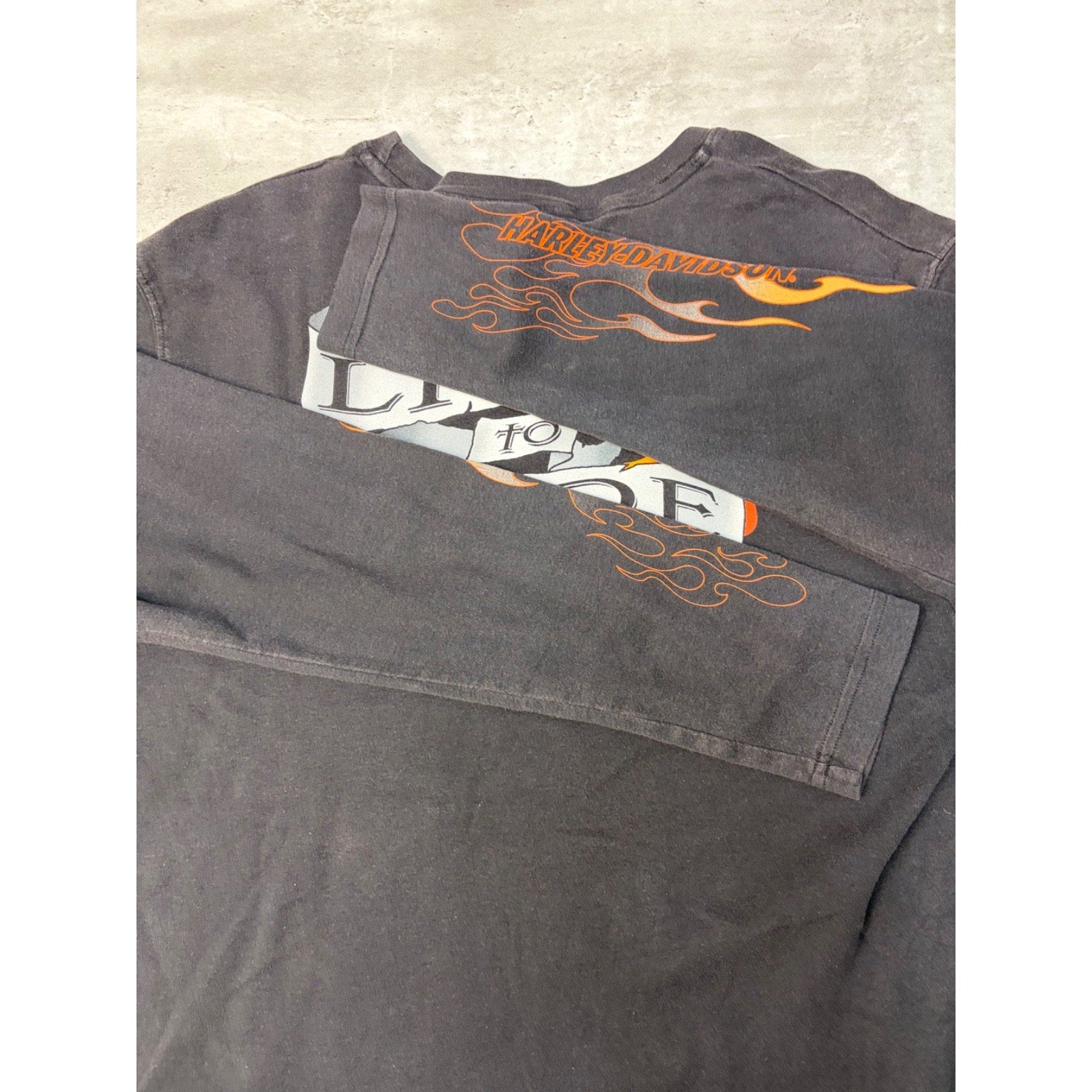 Vintage Harley Davidson Live To Ride Flame Sleeve Graphic T-Shirt Size Large