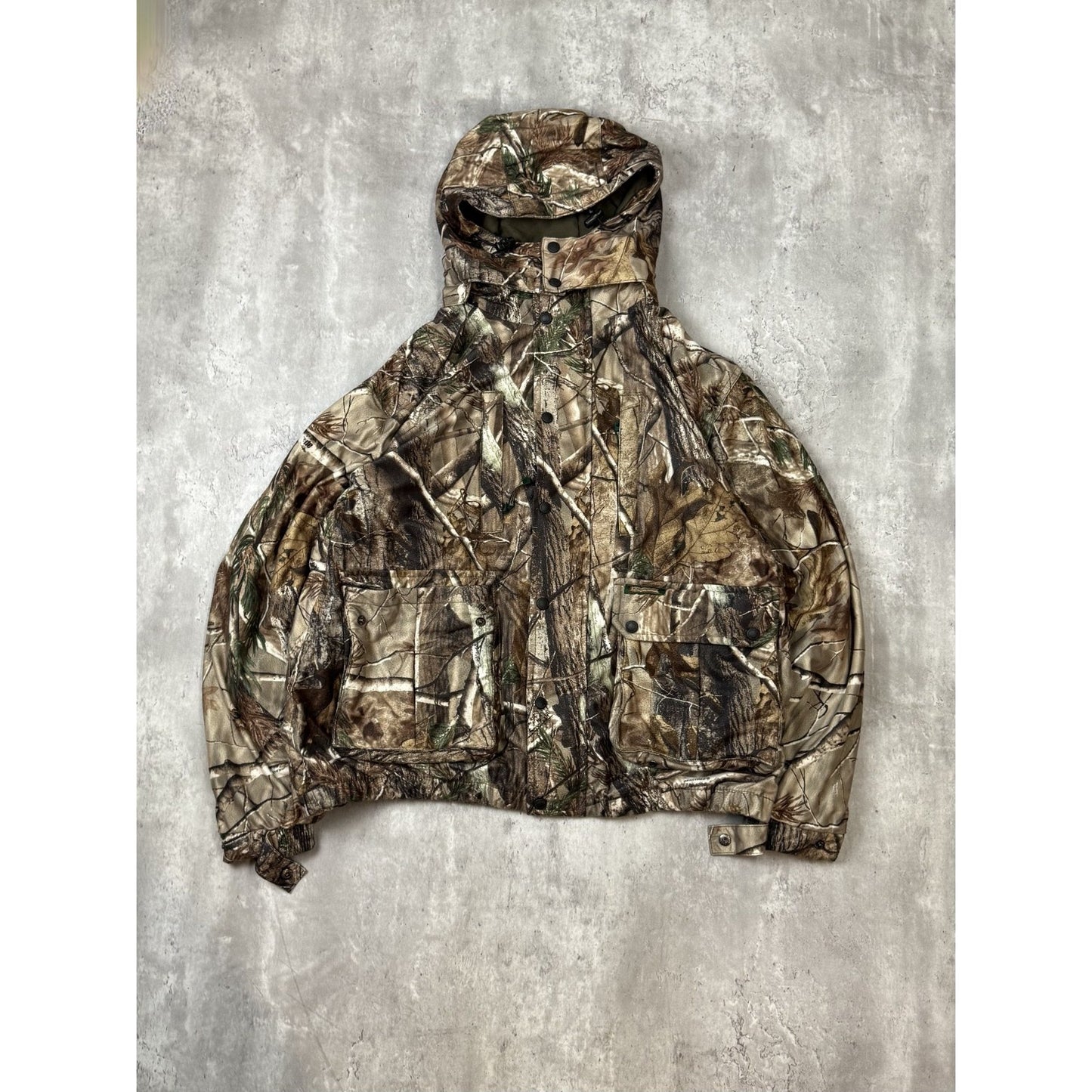 Vintage Remington Tree Camo Full Zip Hooded Hunting Jacket Size Large