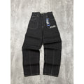 Vintage Y2K Womens Kani Embroidered Spellout Black Wash Denim Pants Size 28x29