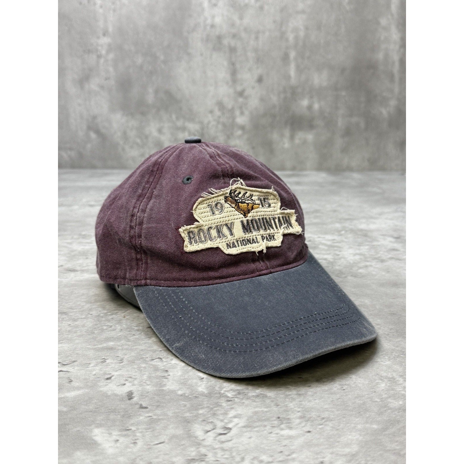 Vintage Rocky Mountain National Park Embroidered Patch Strapback Hat OSFA