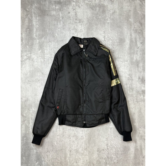 Vintage 1970s Hondaline Racing Nylon Bomber Jacket Size Medium Black