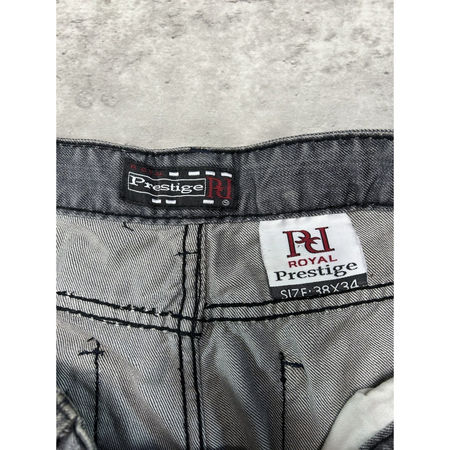 Vintage Y2K Prestige Embroidered Pocket Black Denim Pants Size 38