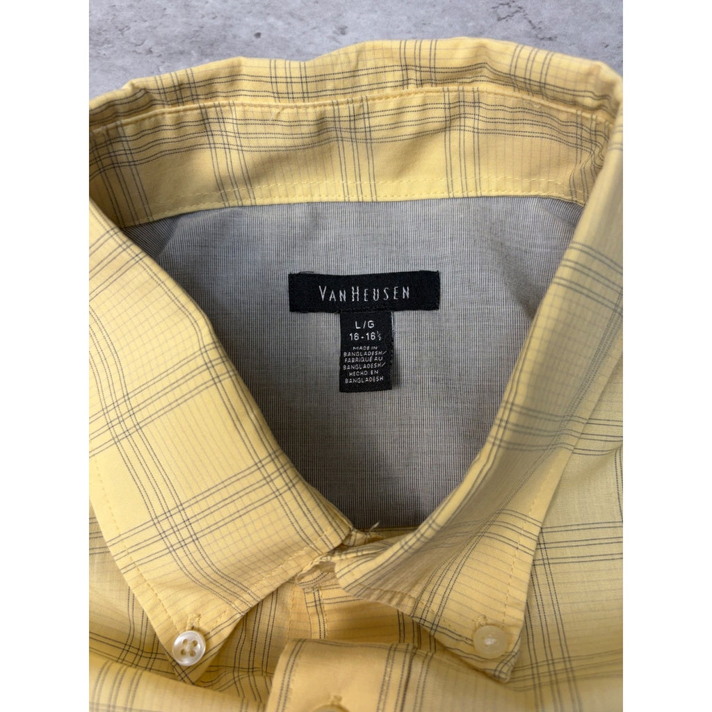 Vintage Van Heusen Plaid Single Pocket Cropped Button Up Shirt Size Large