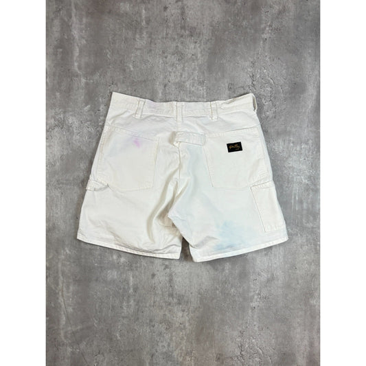 Vintage 90s Stan Ray Canvas Workwear Painters Shorts Size 34 White