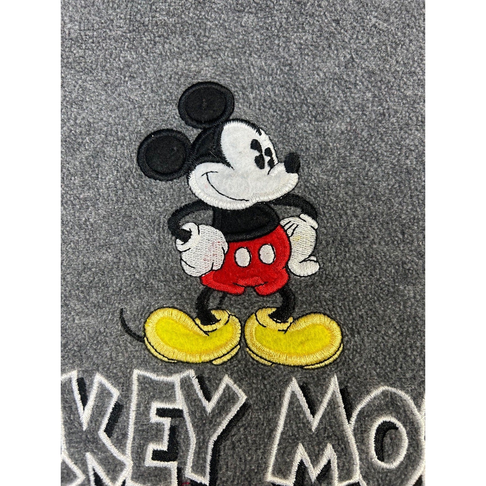 Vintage Disney Mickey Mouse Embroidered Fleece Hooded Sweatshirt Size XL