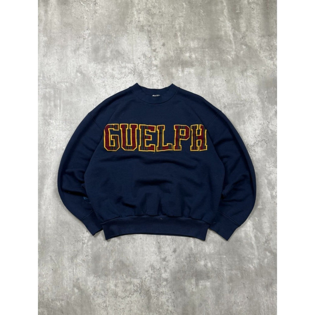 Vintage University Of Guelph Collegiate Plaid Spellout Sweatshirt Size Large