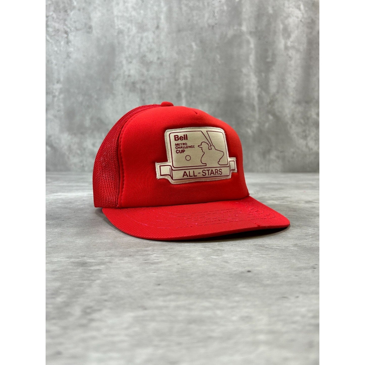 Vintage 80s/90s MLB All Stars Graphic Logo Trucker Snapback Hat Size M/L Red