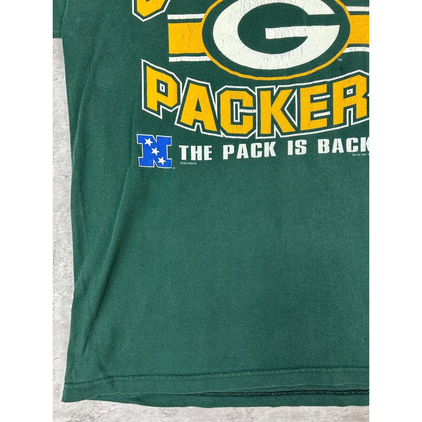 Vintage 1996 Green Bay Packers NFL NFC Champs Graphic Spellout T-Shirt Sz Large