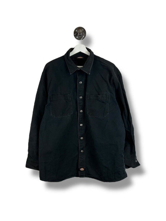 Dickies Double Pocket Long Sleeve Workwear Button Up Shirt Size XL Black