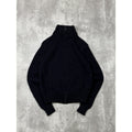 Vintage 90s Polo Ralph Lauren Full Zip Collared Black Knit Sweater Size Small