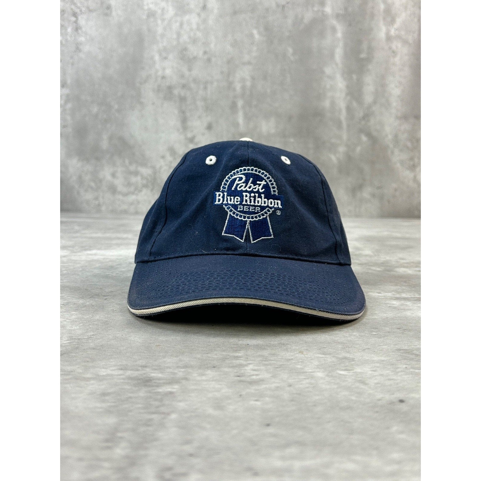 Vintage Pabst Blue Ribbon Embroidered Logo Beer Promo Strapback Hat OSFA
