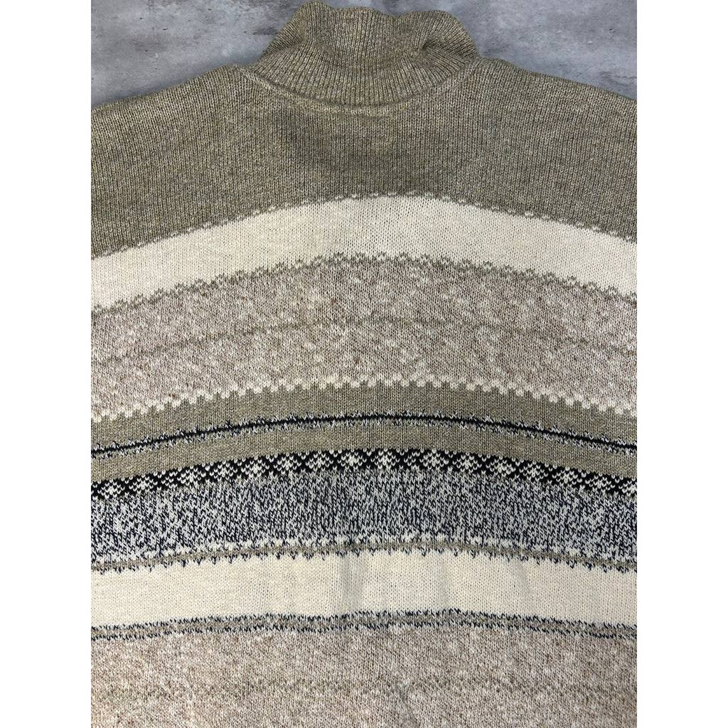 Vintage 90s Great Lakes Country Abstract Striped Collared Sweater Size Medium