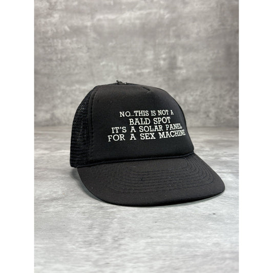 Vintage 80s Not A Bald Spot Comedy Slogan Trucker Snapback Hat OSFA Black