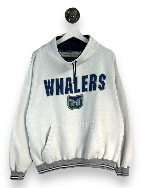 Vintage Hartford Whalers NHL Graphic Spellout Mock Neck Sweatshirt Size Large