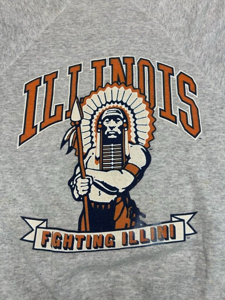 Vintage 80s/90s Illinois Fighting Illini NCAA Graphic Sweatshirt Size Large