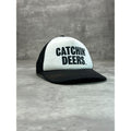 Vintage 90s Catchin Deers Graphic Spellout Trucker Snapback Hat OSFA Black