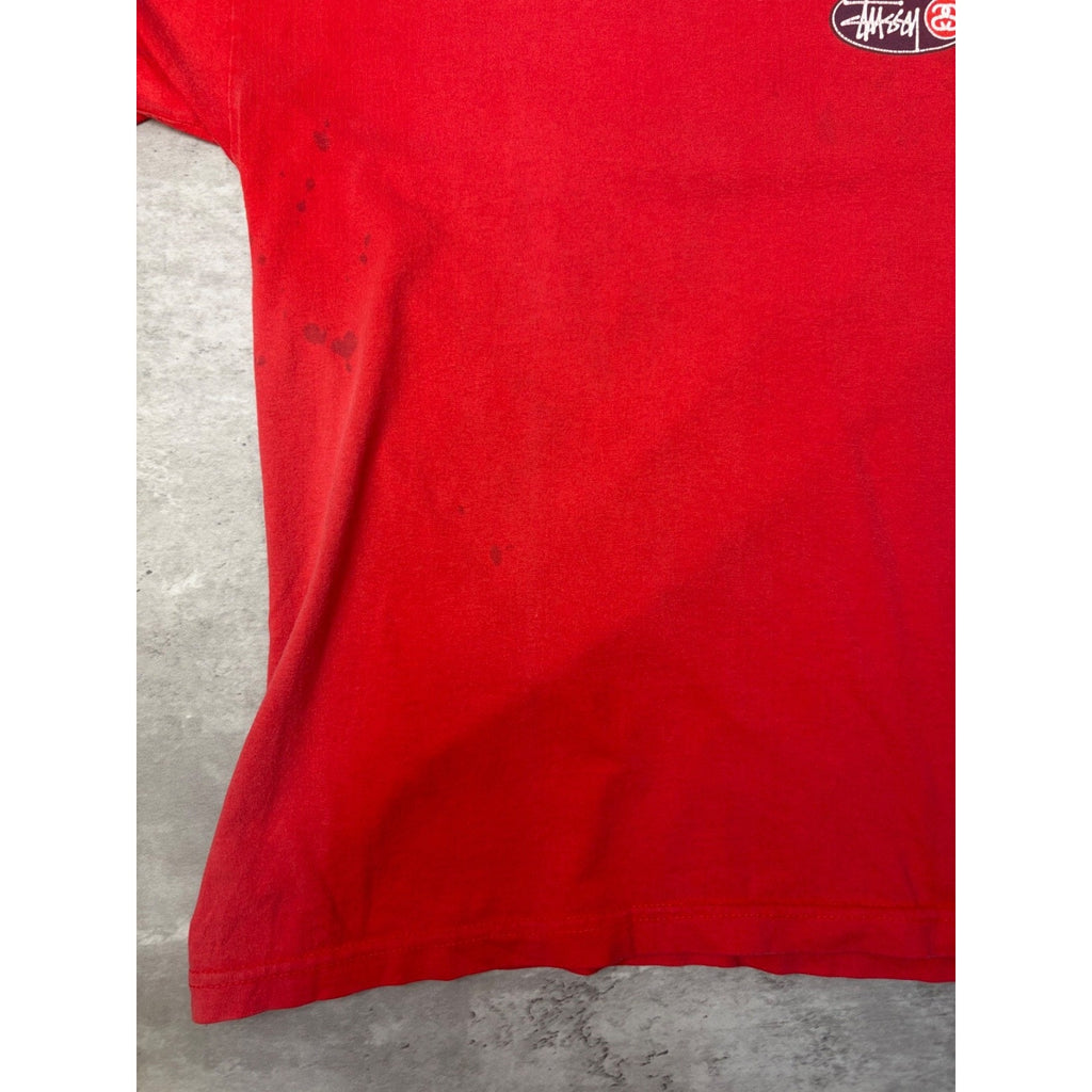 Vintage 90s Stussy Oval Logo Graphic T-Shirt Size Medium