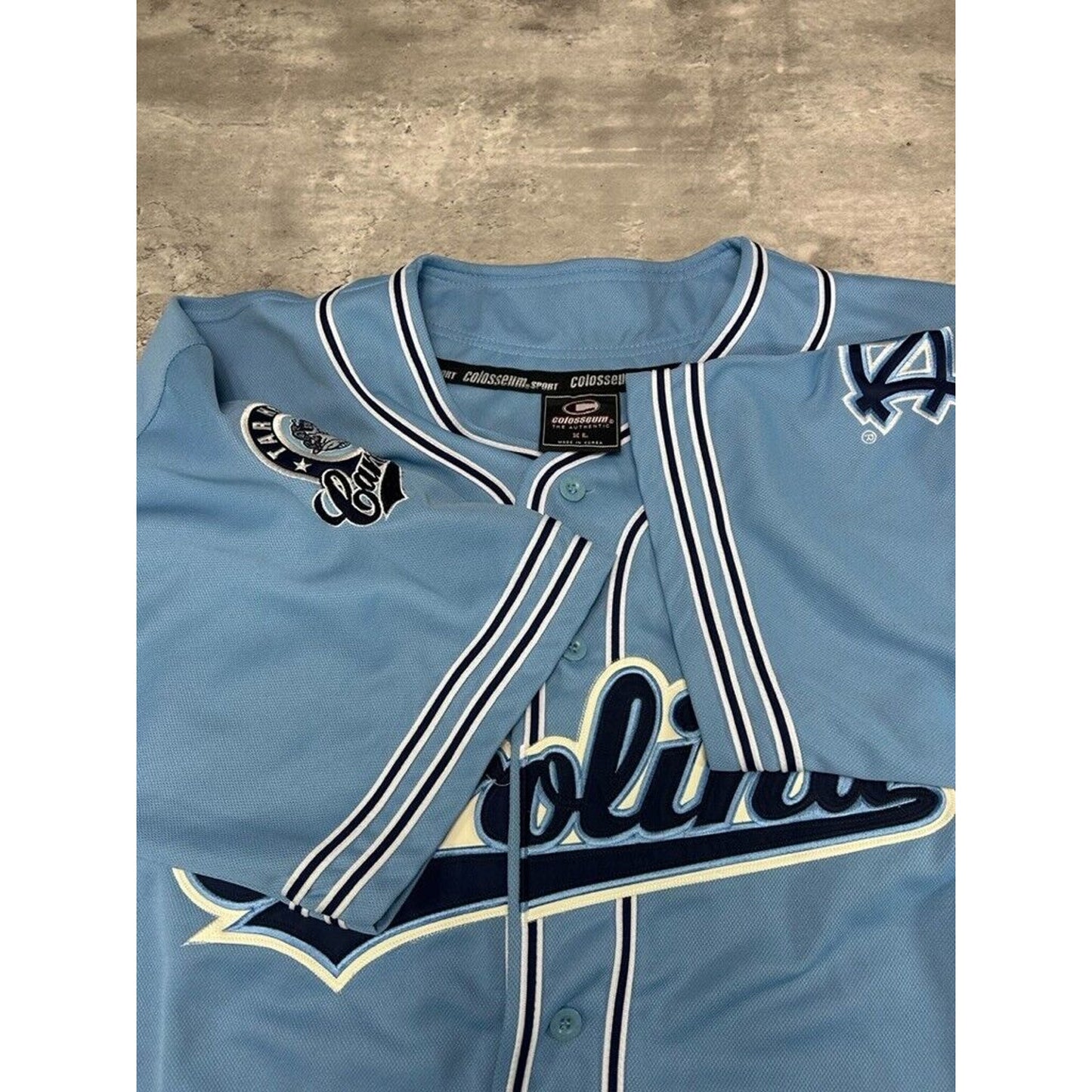 Vintage UNC Tarheels NCAA Tailsweep Script Spell Out Baseball Jersey Size XL