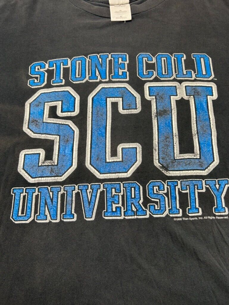 Vintage 1998 WWF Stone Cold University Wrestling Graphic T-Shirt Size XL 90s