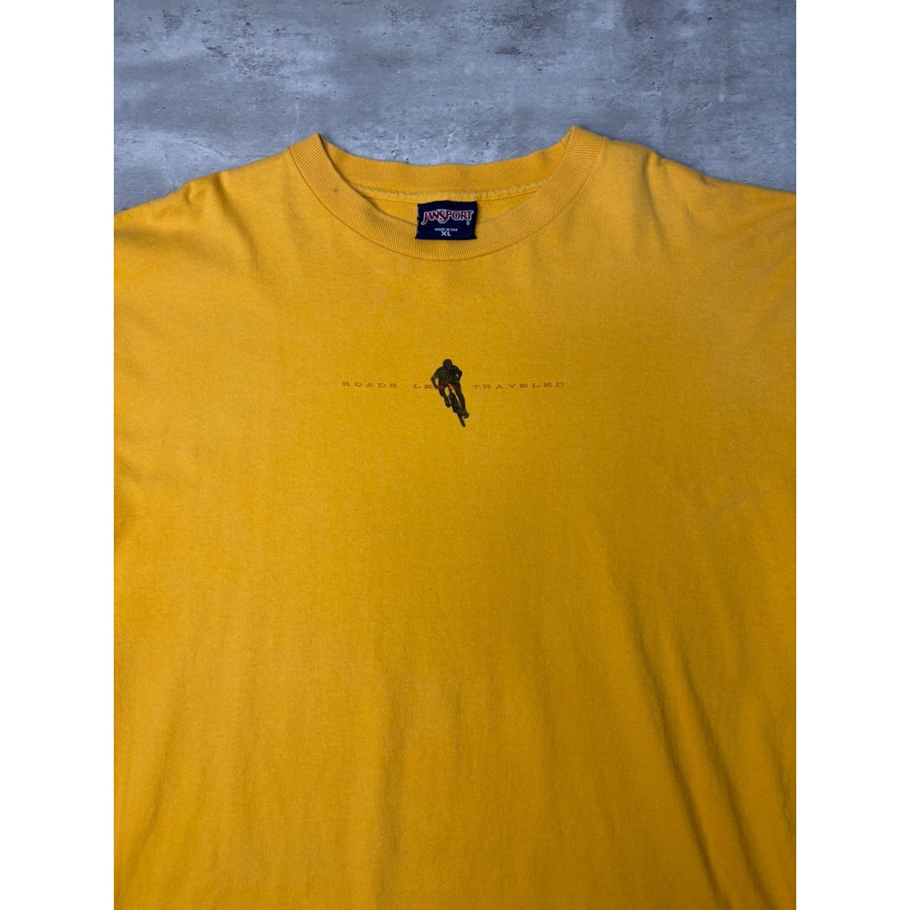 Vintage Roads Less Traveled Spellout Graphic Long Sleeve T-Shirt Size XL