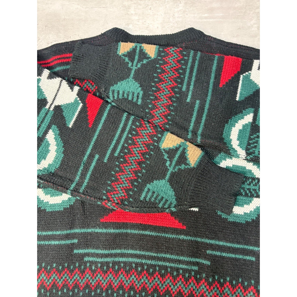 Vintage 80s/90s Weekender Aztec Pattern Print Pullover Knit Sweater Size Small