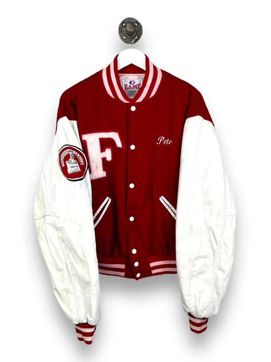 Vintage 90s St. Francis Hockey Wool Varsity Letterman Jacket Size 2XL Red