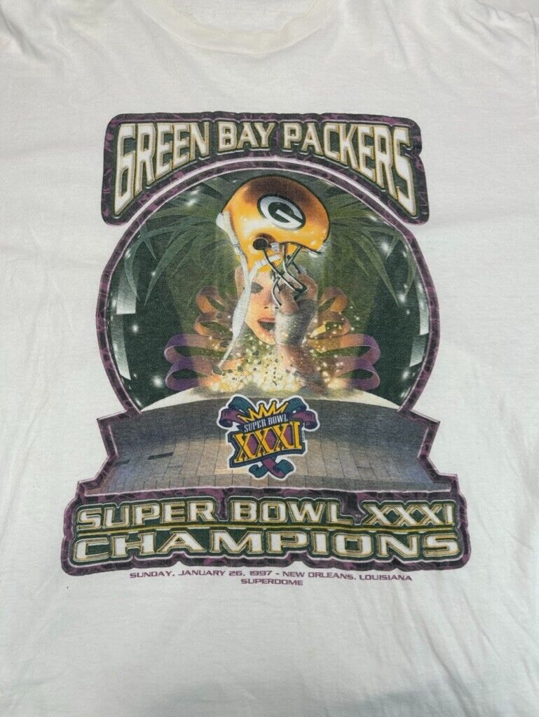 Vintage 1997 Green Bay Packers NFL Superbowl XXXI Champs Starter T-Shirt Sz 2XL