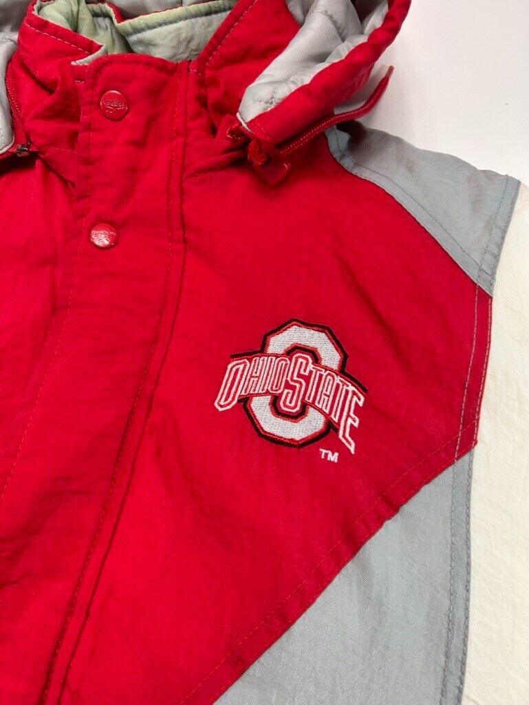 Vintage 90s Ohio State Buckeyes NCAA Insulated Reebok Hooded Jacket Size Medium