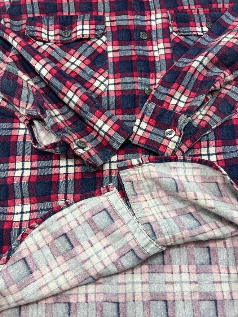 Vintage 90s Regent Double Pocket Plaid Chemises Button Up Shirt Size Large