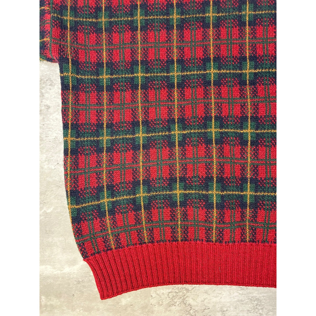 Vintage 90s Eddie Bauer Plaid Print Pullover Knit Sweater Size Large