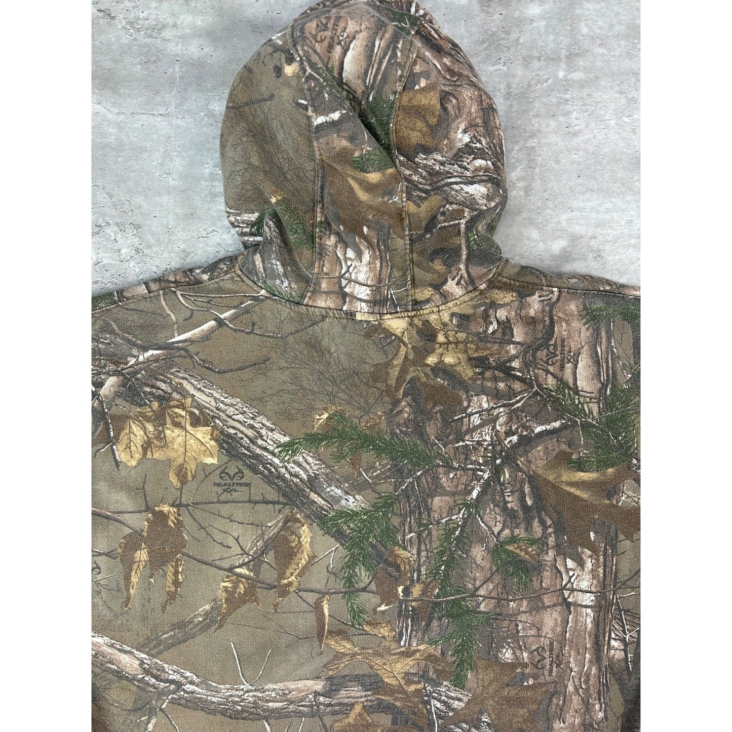 Vintage Realtree Xtra Tree Camo Hunting Pullover Hooded Sweatshirt Size 2XL