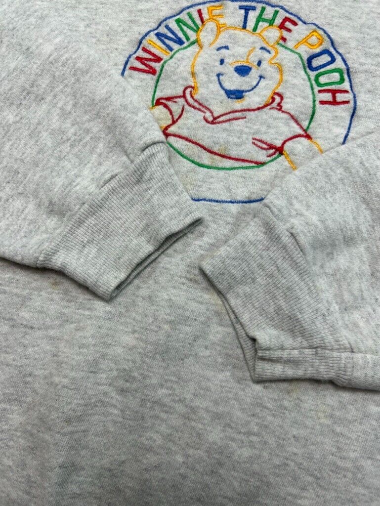 Vintage 90s Winnie The Pooh Embroidered Cartoon Graphic Sweatshirt Size XL Gray