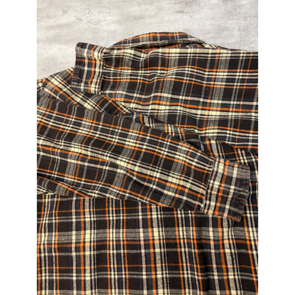 Vintage Dickies Plaid Pearl Snap Long Sleeve Flannel Button Up Shirt Size XLT