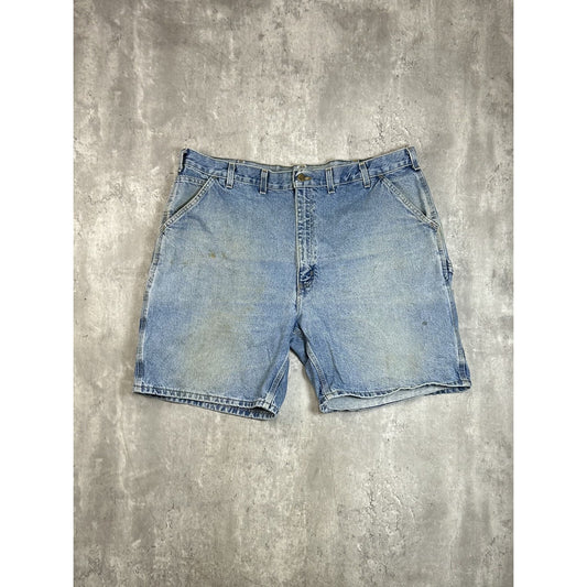 Vintage Carhartt Light Wash Denim Workwear Carpenter Shorts Size 44 Blue