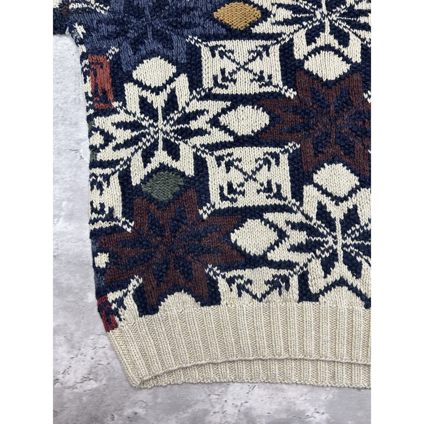 Vintage 90s Northern Isles Snowflake Print Ribbed Pullover Knit Sweater Sz Large