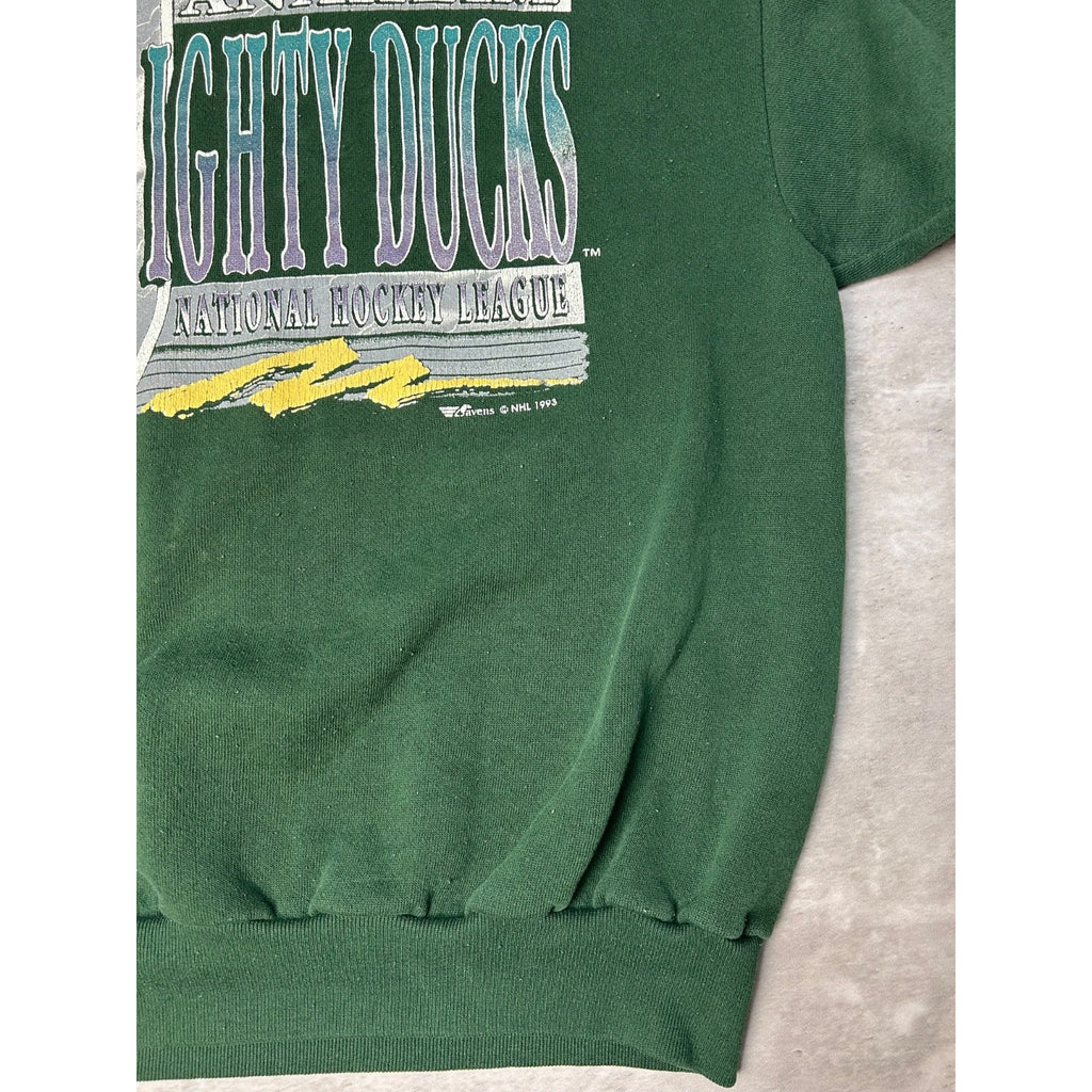Vintage 1993 Anaheim Mighty Ducks NHL Graphic Spellout Sweatshirt Size Medium