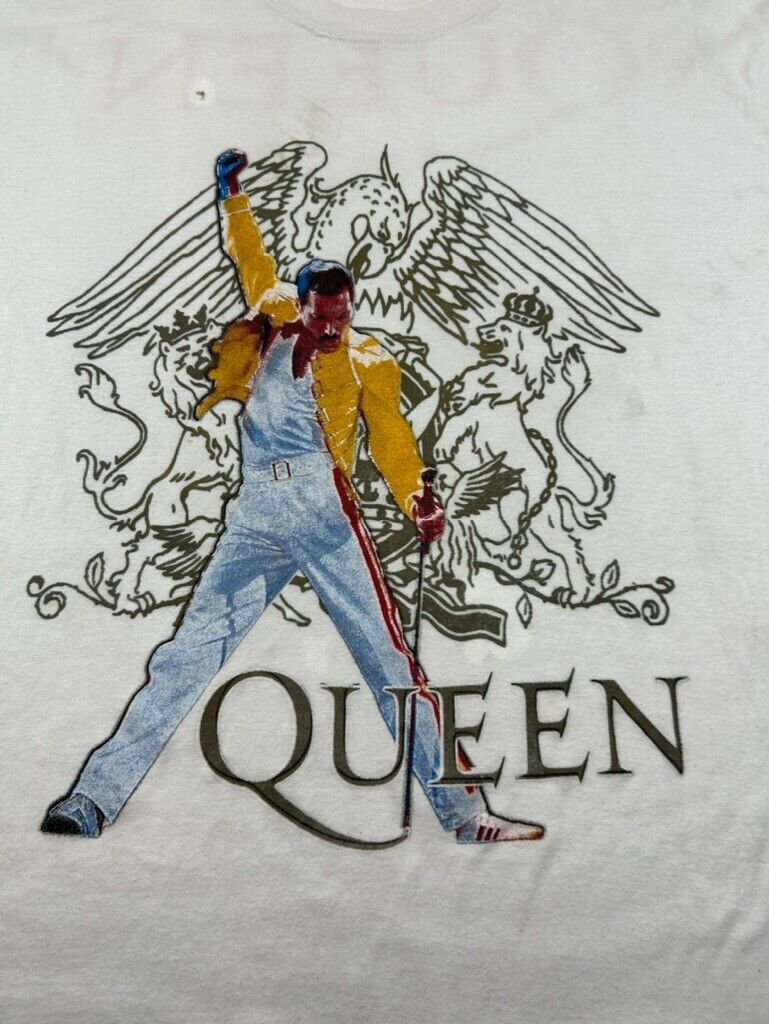 Vintage Queen Freddie Mercury Rock Music Graphic T-Shirt Size XL White