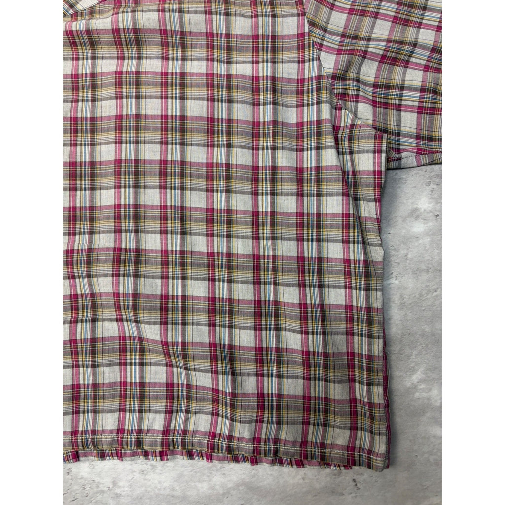 Vintage Wrangler Western Pearl Snap Plaid Cropped Button Up Shirt Size 2XL