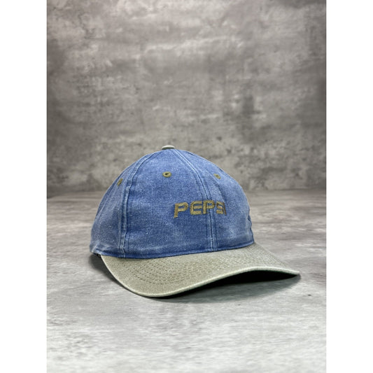 Vintage Pepsi Embroidered Spellout Two Tone Denim Snapback Hat OSFA
