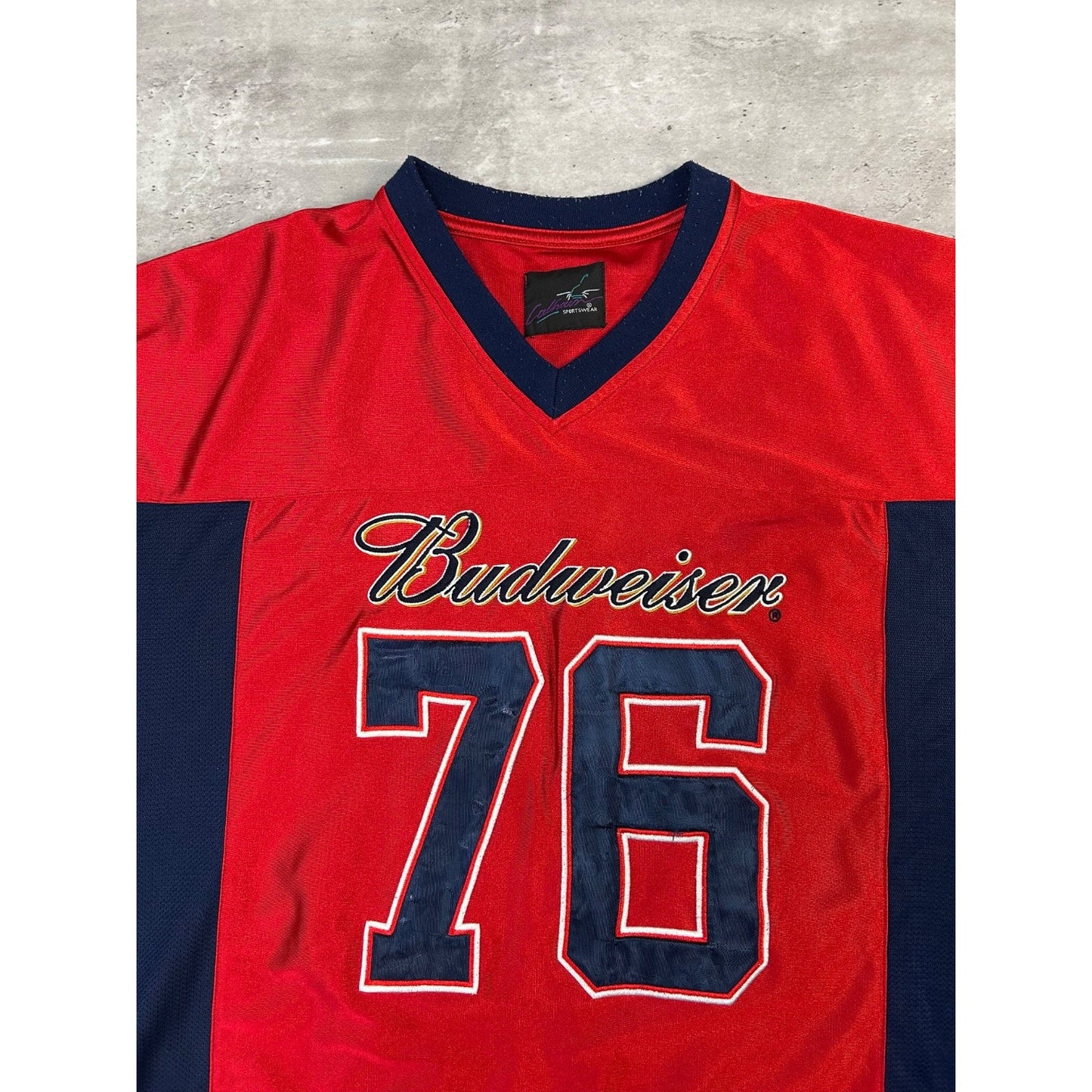 Vintage Budweiser #76 Stitched Beer Promo Football Jersey Size 2XL