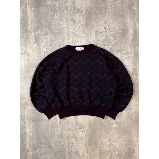 Vintage 80s/90s Tricots St Raphael Abstract Striped Knit Sweater Size Medium