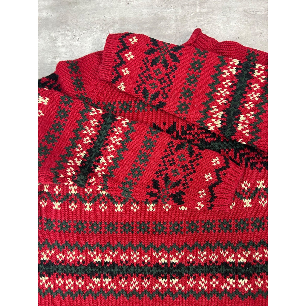 Vintage Eddie Bauer Snowflake Striped Pullover Knit Sweater Size Large