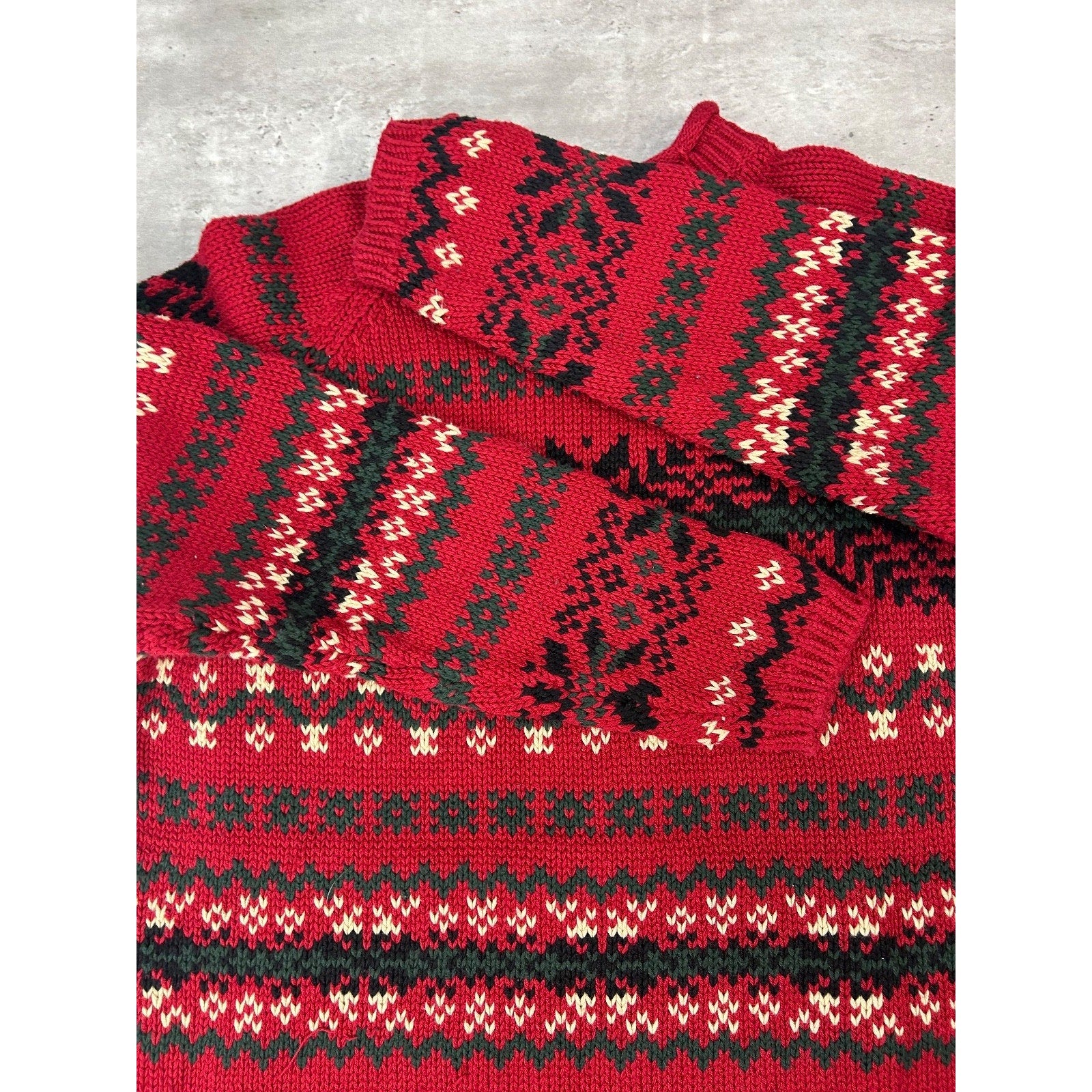 Vintage Eddie Bauer Snowflake Striped Pullover Knit Sweater Size Large